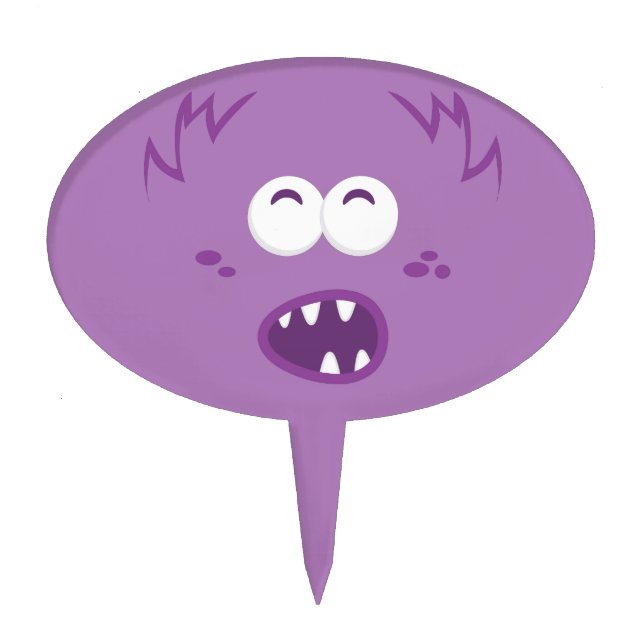 Purple Monster Face Cake Topper (Front)