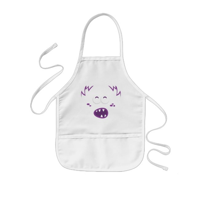 Purple Monster Face Kid's Apron (Front)