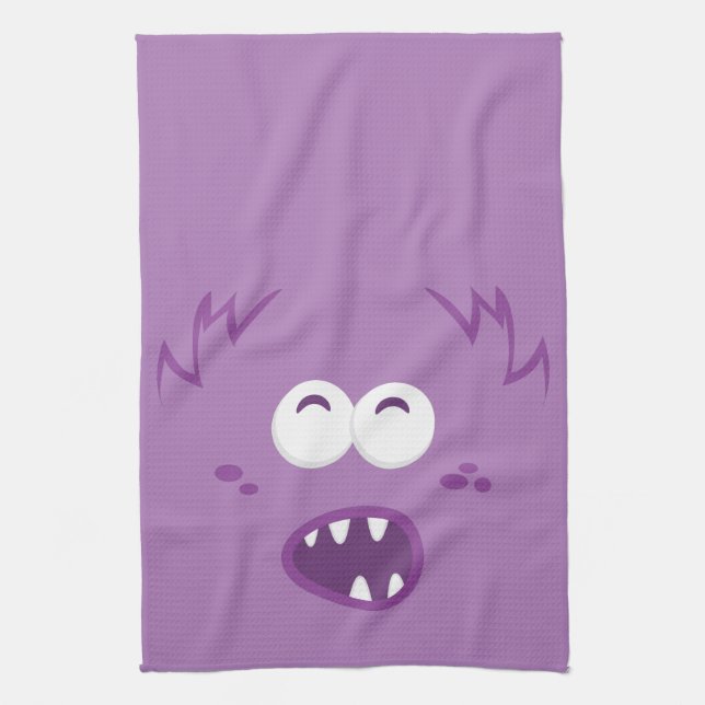 Purple Monster Face Kitchen Towel (Vertical)