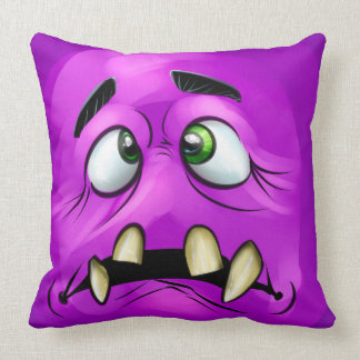Purple Monster Face Throw Pillow
