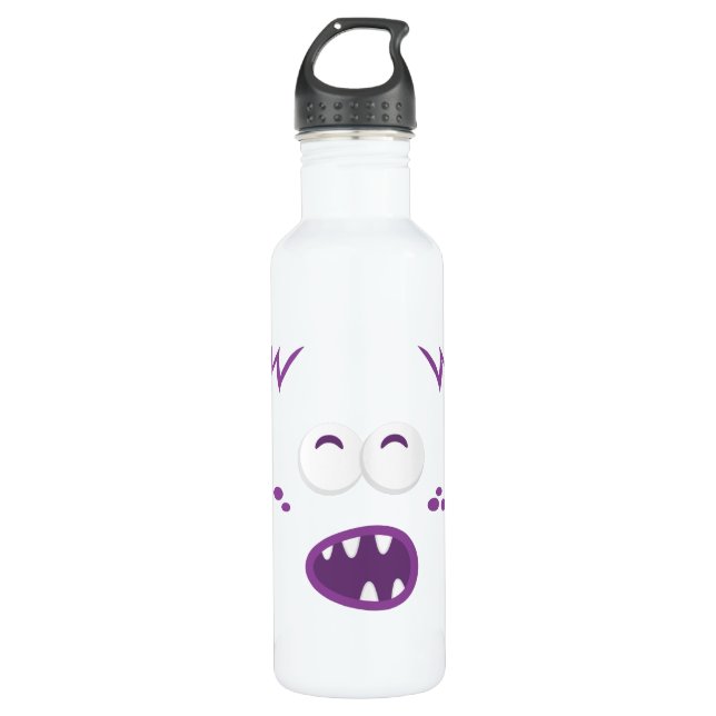 Purple Monster Face Water Bottle (Front)