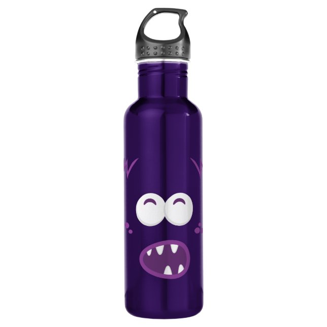 Purple Monster Face Water Bottle (Front)
