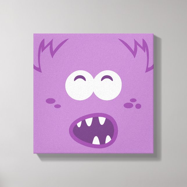 Purple Monster Face Wrapped Canvas Print (Front)