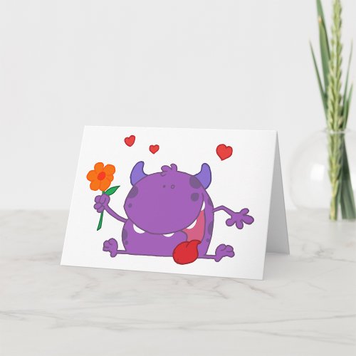 Purple Monster In Love Greeting Cards