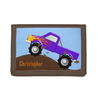 Purple Monster Truck Personalized Wallet