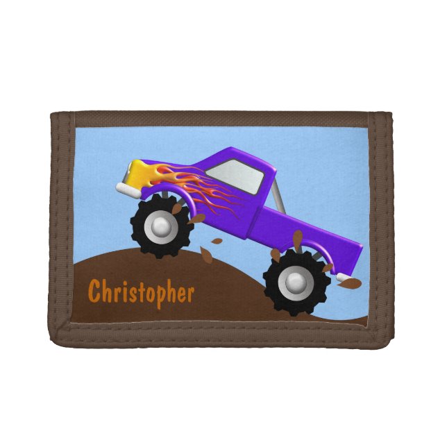 Purple Monster Truck Personalized Wallet (Front)