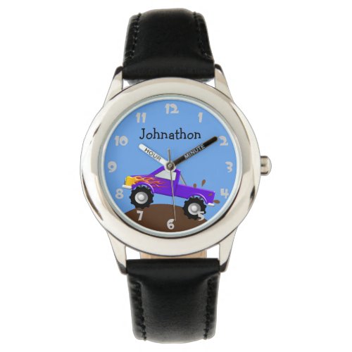 Purple Monster Truck Personalized Watch