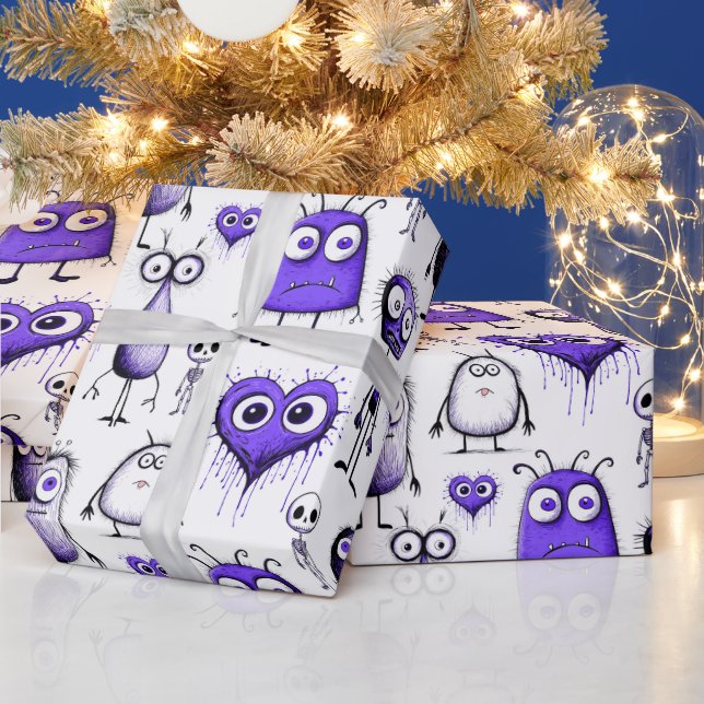 Purple Monsters Wrapping Paper (Holidays)