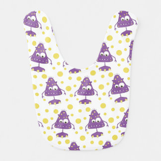 Purple Monters on Dots Bib