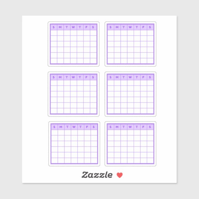 Purple Monthly Calendar Sticker (Sheet)