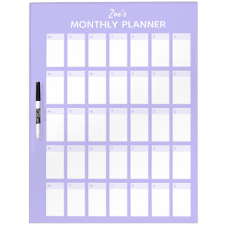 Purple Monthly Planner Dry Erase Board with Name
