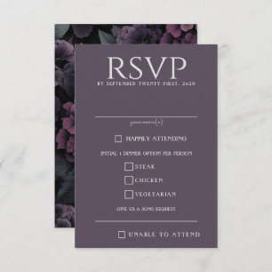Purple Moody Floral Food Choices RSVP Card