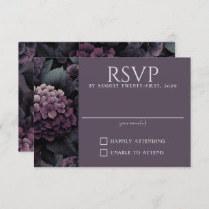 Purple Moody Floral RSVP Card