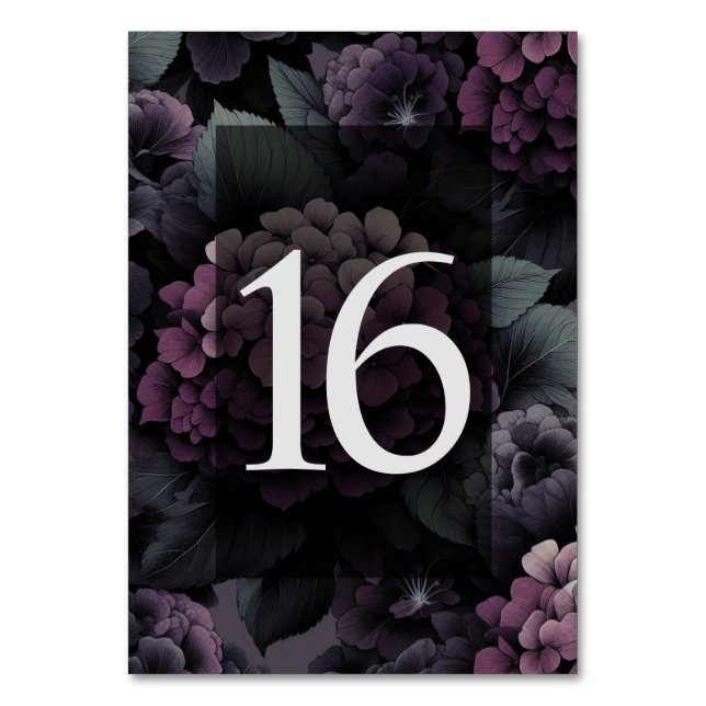 Purple Moody Floral Table 16 Number (Front)