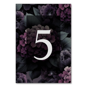 Purple Moody Floral Table Number