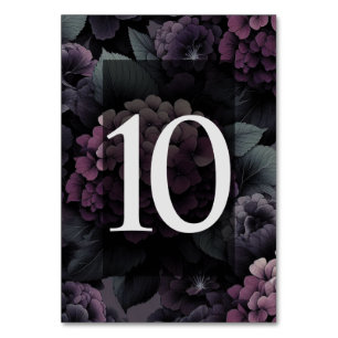 Purple Moody Floral Table Number