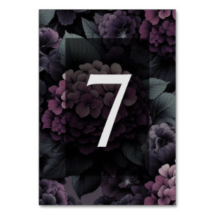 Purple Moody Floral Table Number
