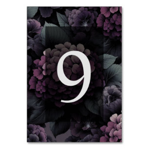 Purple Moody Floral Table Number