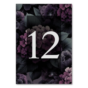 Purple Moody Floral Table Number