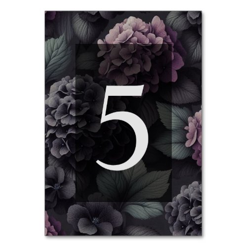 Purple Moody Floral Table Number