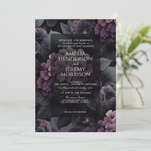 Purple Moody Floral with QR Code Invitation