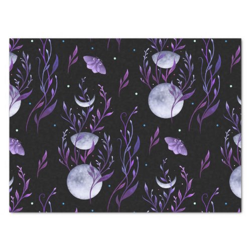 Purple Moon and Moth  Tissue Paper