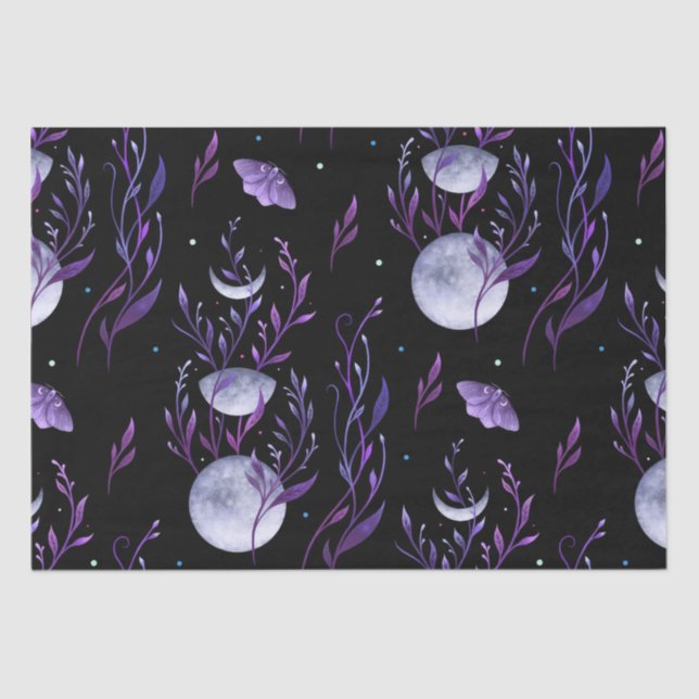 Purple Moon and Moth  Tissue Paper (Front)