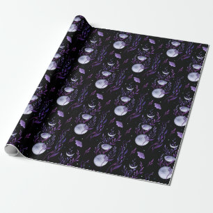 Purple Moon and Moth Wrapping Paper