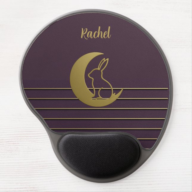 Purple Moon Bunny Design Gel Mousepad (Front)