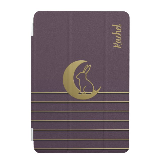 Purple Moon Bunny Design iPad Smart Cover (Front)