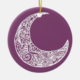 purple moon ceramic ornament