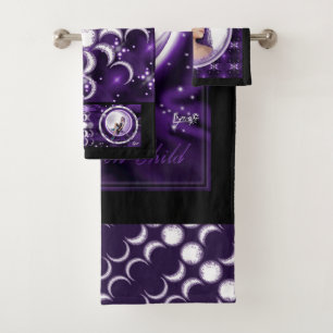 Purple Moon Child Bath Towel Set