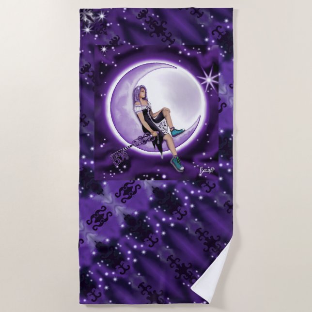 Purple moon Child Beach Towel (Front)
