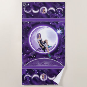 Purple moon Child Beach Towel