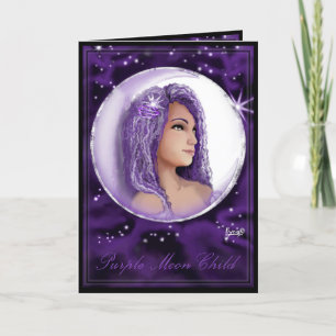 Purple Moon Child birthday card