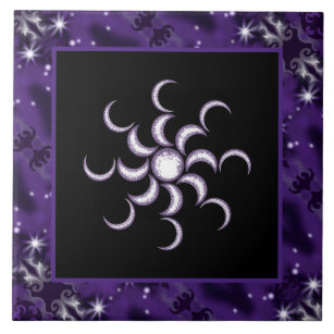 Purple Moon Child Ceramic Tile