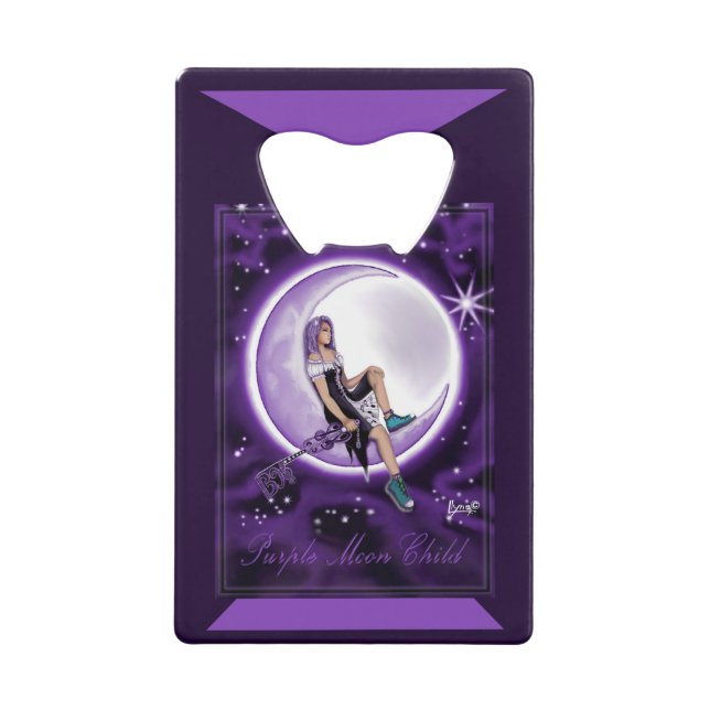 Purple moon child credit card bottle opener (Front)