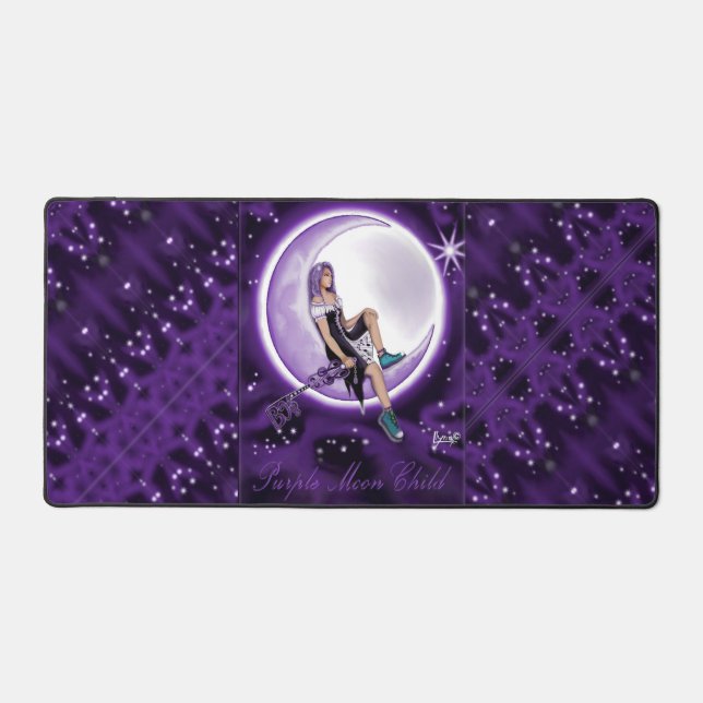 Purple moon Child Desk Mat (Front)