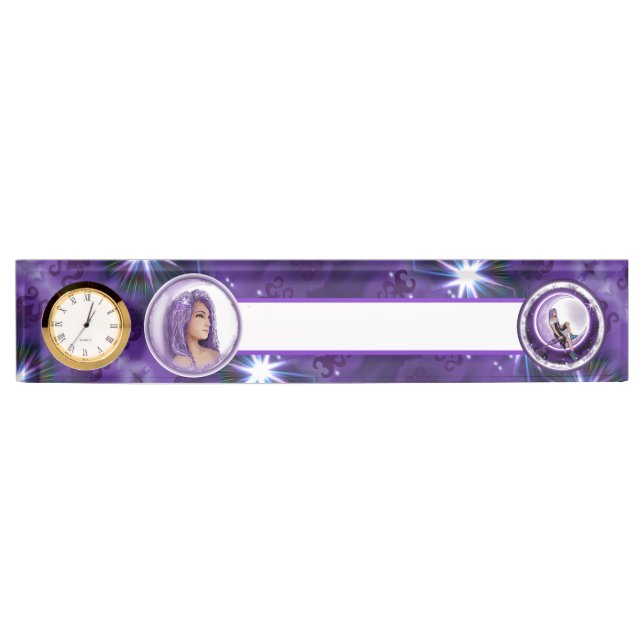 Purple moon child desk name plate (Front)