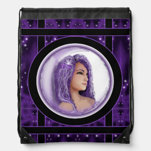 Purple moon child drawstring bag