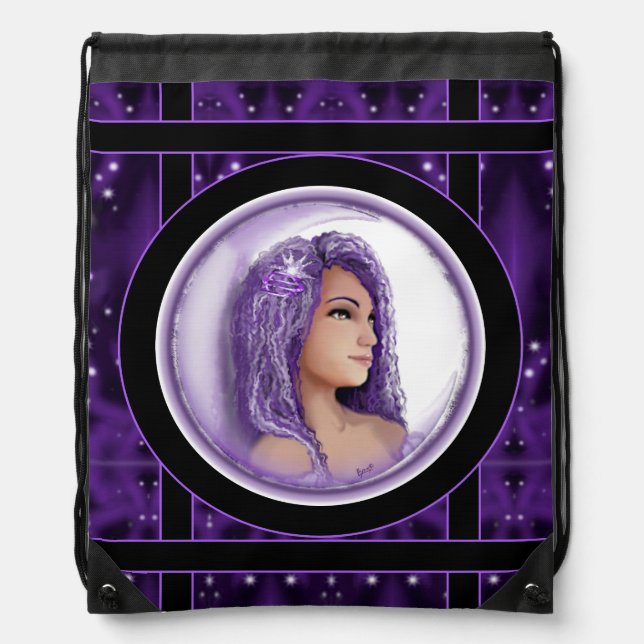 Purple moon child drawstring bag (Front)