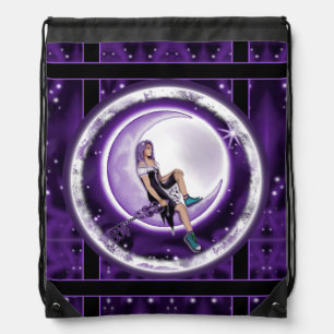 Purple moon child drawstring bag