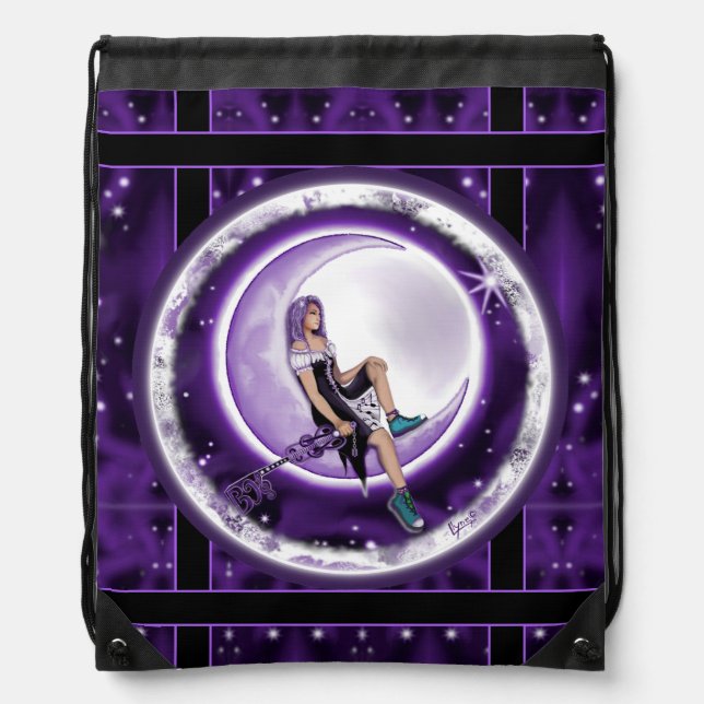 Purple moon child drawstring bag (Front)