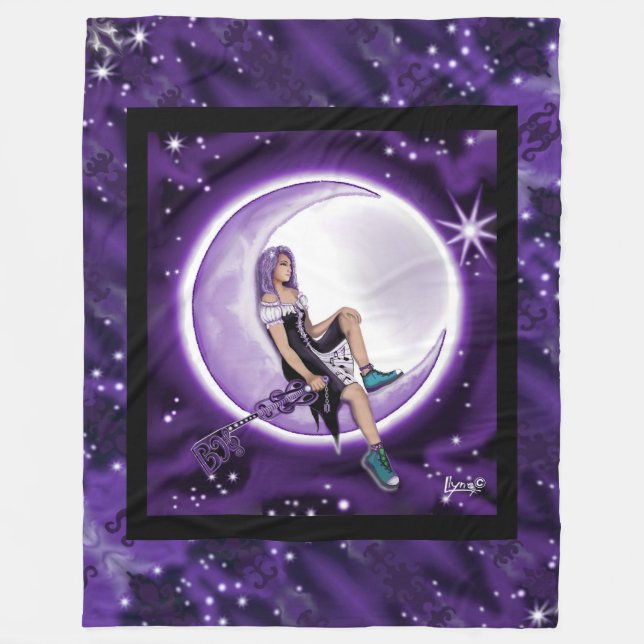 Purple Moon Child Fleece Blanket (Front)