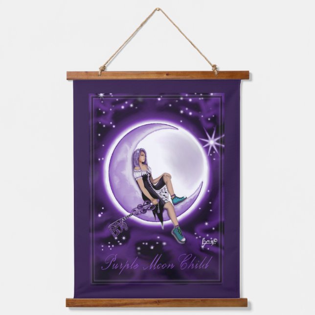 Purple Moon Child Hanging Tapestry (Front)