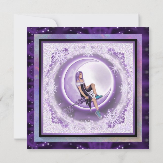 Purple moon Child Invitation (Front)