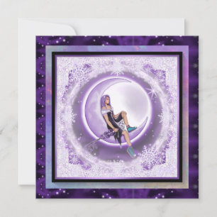 Purple moon Child Invitation