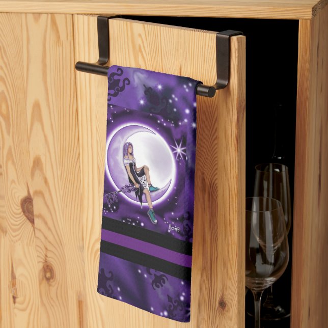 Purple moon Child Kitchen Towel (Thirds Fold)