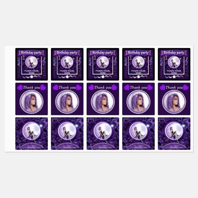 Purple moon Child Labels (Sheet)