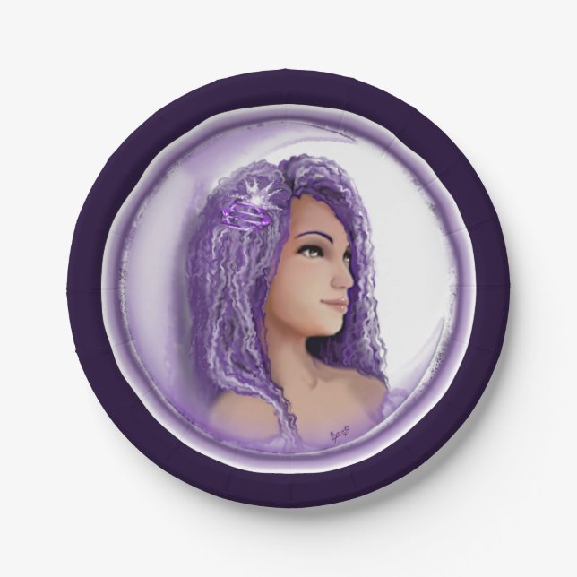 Purple Moon Child Paper Plate (Front)
